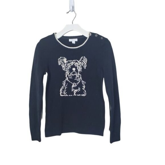 CHARTER CLUB Womens Sweater SZ S Pullover Teddy Bear Crew‎ Black Pullover Soft - Picture 1 of 8